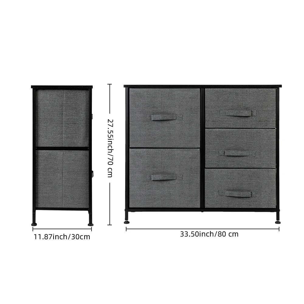 Dresser Organizer With 5 Drawers, Fabric Dresser Tower For Bedroom, Hallway, Entryway, Closets, Grey Living Room Furniture image 2