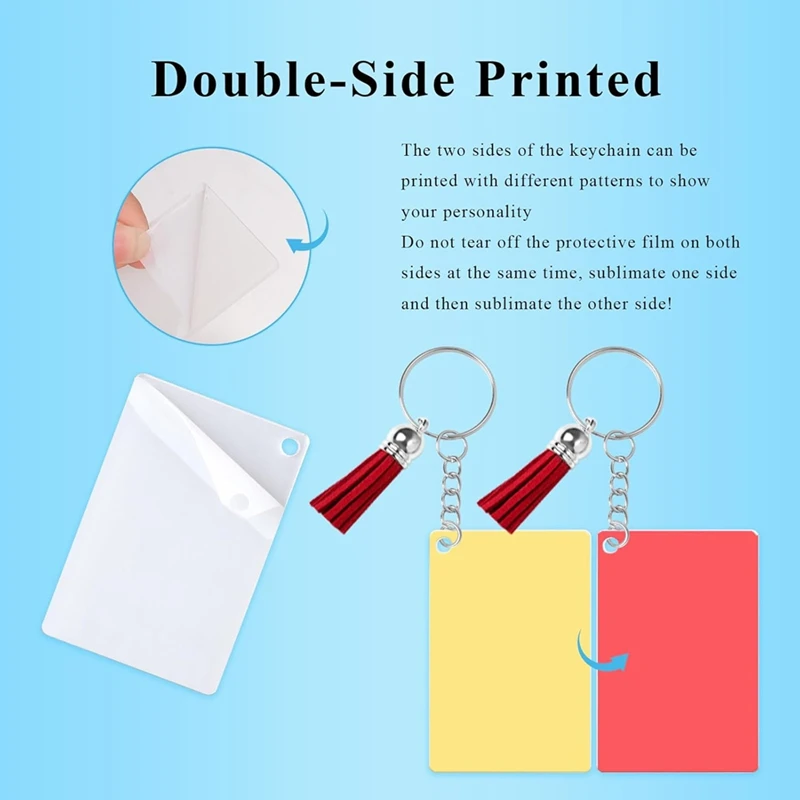 

120Pcs Sublimation Keychain Blanks Bulk Protective Film Heat Transfer Keychain Blanks For DIY Handmade