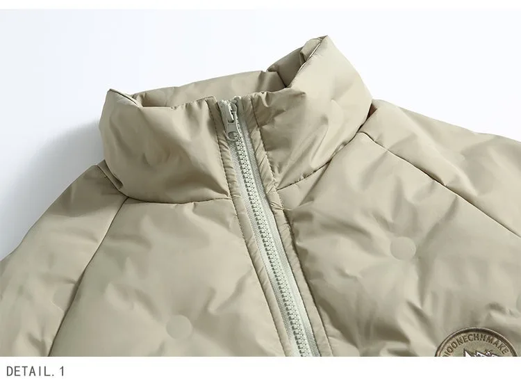 Modna, lekka kurtka puchowa męska w stylu amerykańskim ze stójką na zimę 2025, nowa, ciepła i odporna na zimno.