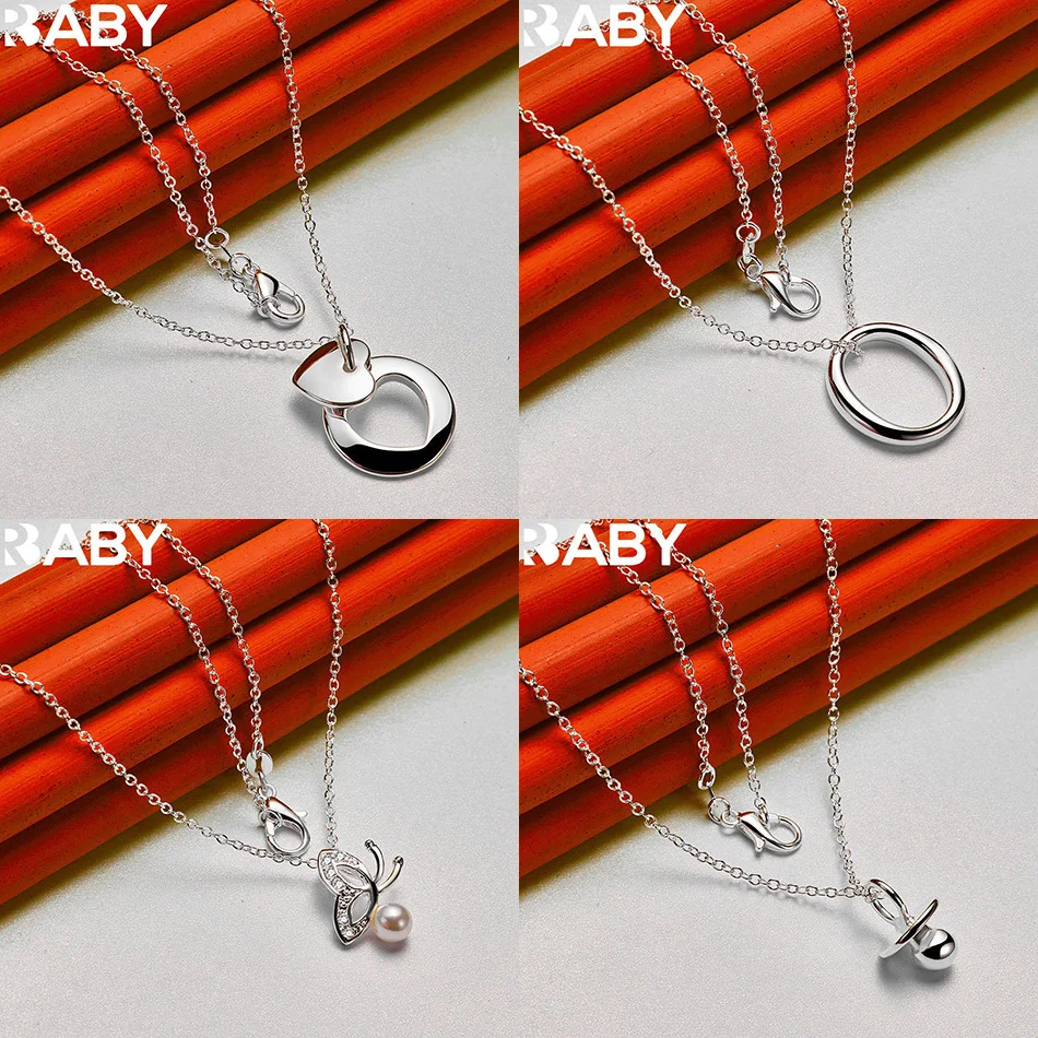 

URBABY 40-75cm 925 Sterling Silver Design Pendant Necklace For Women Men Charm Trend Birthday Gifts Fashion Party