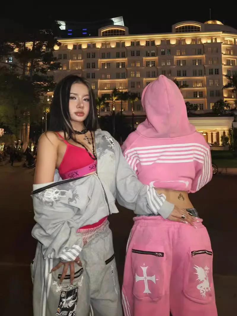 

Y2k Толстовка на молнии с буквенным графическим принтом, субкультура, унисекс, панк, готика, винтаж, повседневная толстовка с длинными рукавами для девочек, High Street