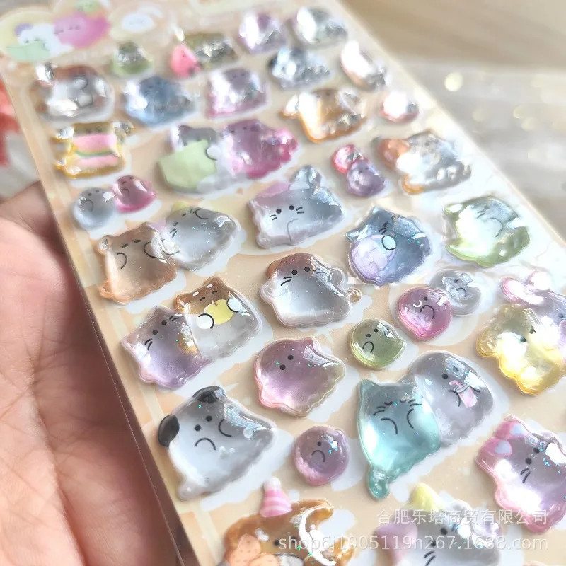 

Cute Cartoon Ghost 3D Relief Stickers Phone Case Crystal Sticker Fun Children's Stationery Journal DIY Resin Decoration (random)