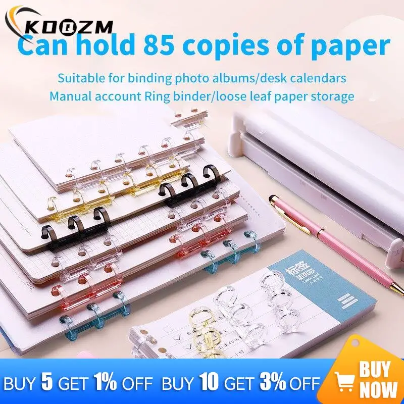 2Pcs Mini Loose Leaf Binder Clips 3 Rings Binding Ring Plastic Binder For Handmade Diary Book Scrapbook Note Book