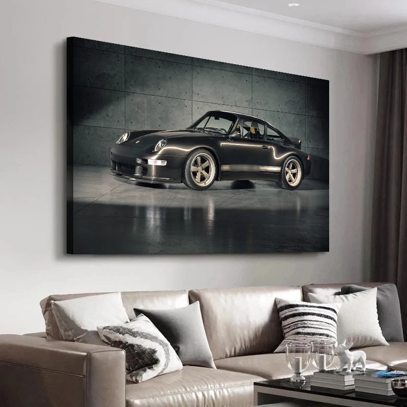 Vintage Car 993 Gunther Werks Canvas Print Modified Sports Car Poster Wall Art Industrial Style Living Room Study Garage Decor