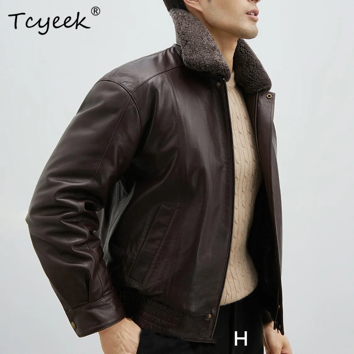 Tcyeek Genuine Sheepskin Jackets for Man Detachable Wool Collar and 90% Goose Down Lining Mens Jacket 2026 Winter Coats Куртки