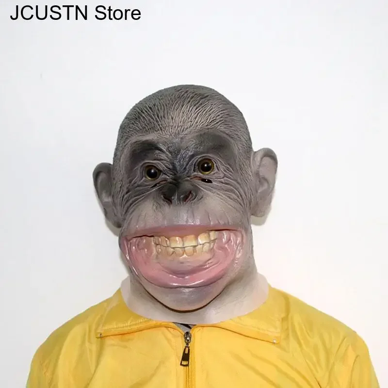 Gorilla Mask Masques Creepy Halloween Cosplay Monkey Mask Funny Animal Costume Latex Scary Realistic Face Weird Mask for Adults