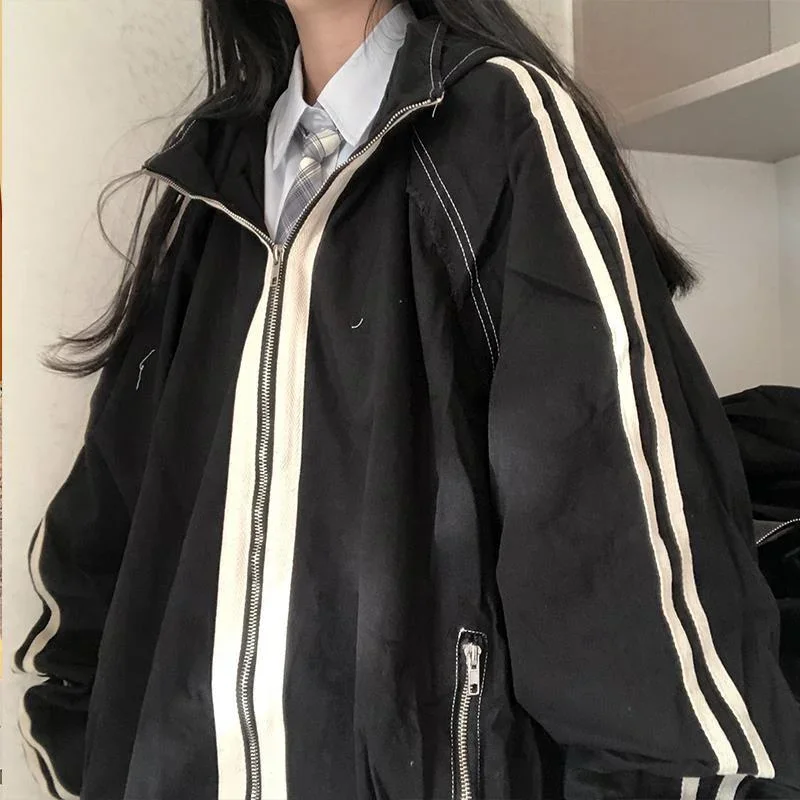 Deeptown Harajuku Fashion Jacket Women Oversized Korean Streetwear Preppy  Style Vintage 2000s Aesthetic College Jackets Zipper