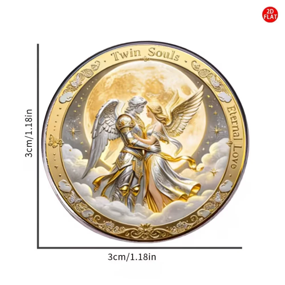 Flat Stainless Steel Glass Brooch Angel Love Style Lapel Badge Couple Gift view 2