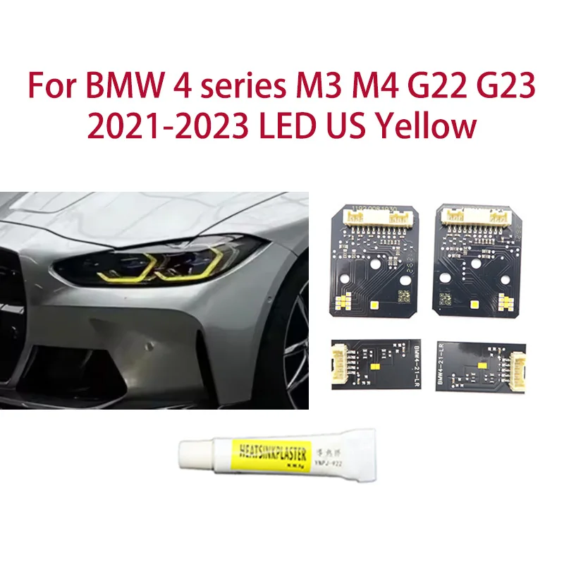 

1 pair For BMW 4 series M3 G22 G23 21-23 LED US version Lemon Yellow Car Hernia DRL Chip Angel Eyes Car headlights Ballast chip