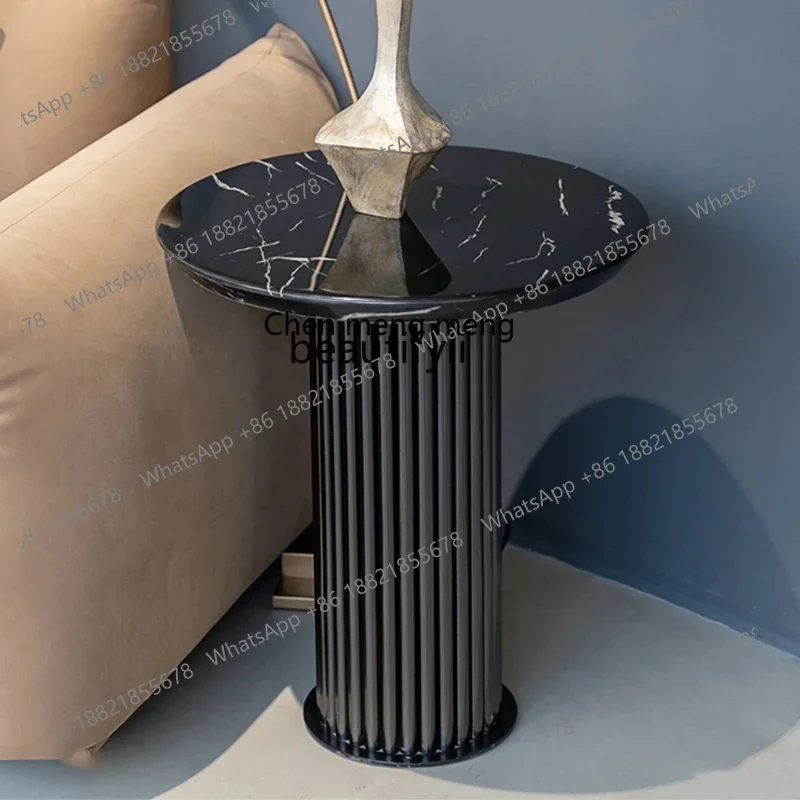 

D178 Natural black and white root luxury stone round table, simple modern sofa, living room round home creative coffee table