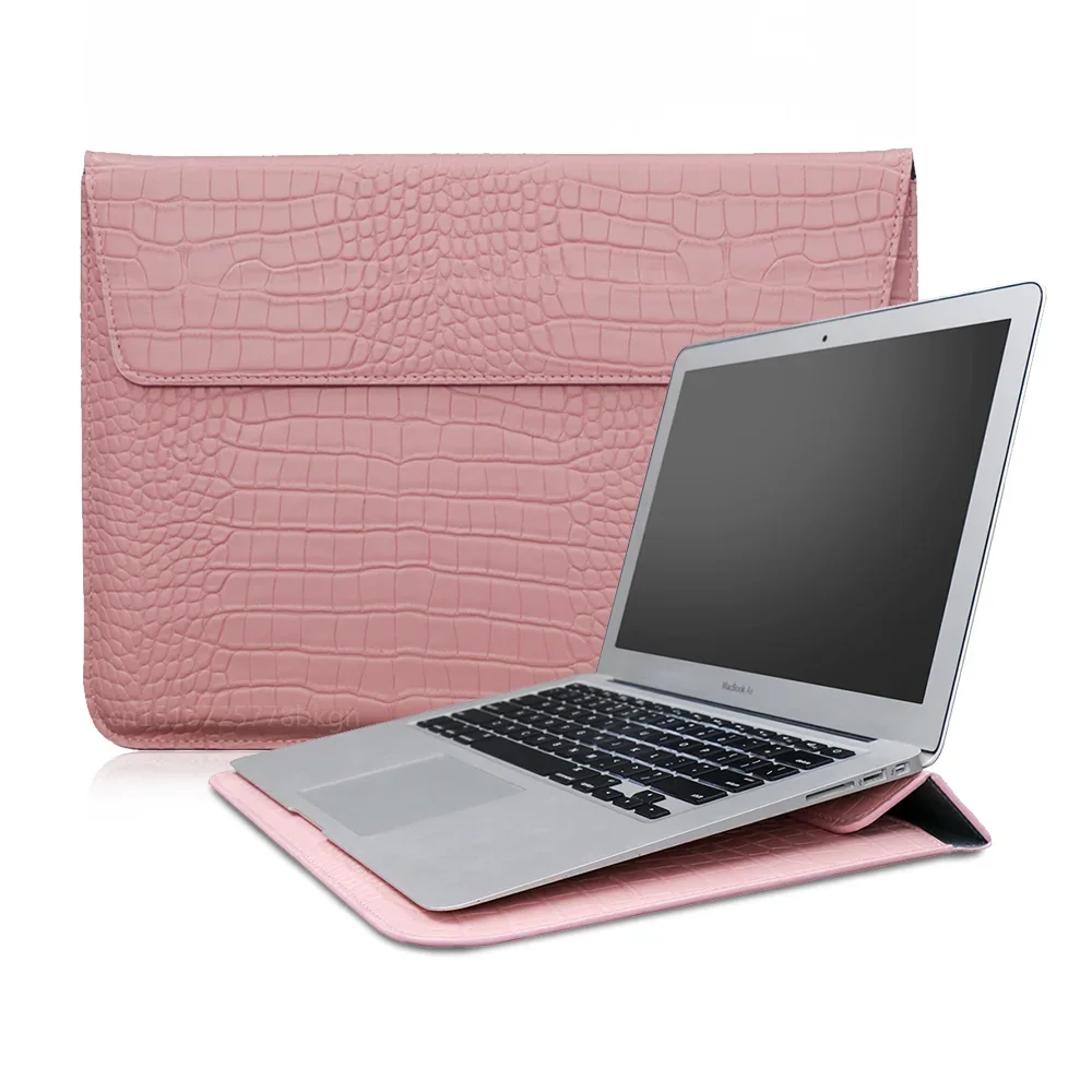 Krokodilleder Flip Case Tasche Laptop Hülle für MacBook Air 13 14 15 16 Zoll M5 M4 M3 M2 Chip Mac Book Pro Cover Zubehör