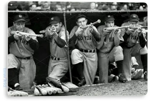 Placa de Metal Decorativa New York Bunker Yankees Baseball Loja de Cartões A522