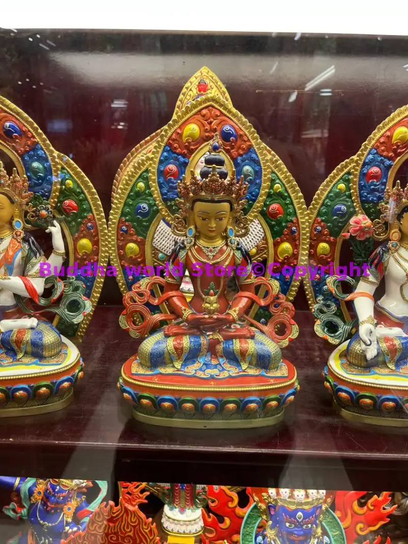 5A GOOD Colored Amitayus longevity Buddha statue high quality COPPER Wholesale Buddhism HOME Altar worship protection LARGE