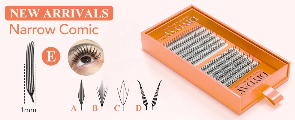 DIYDAY U-shaped Eyelash Extension Easy to Apply 3D Volume False Lashes Natural Wispy U YY Shape Faux Mink Eyelashes for Makeup
