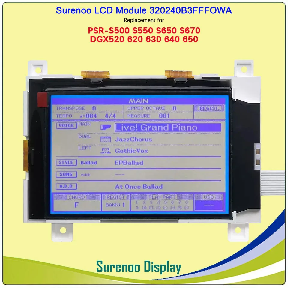 Imagem -04 - Substituição do Ecrã Lcd Surenono Ya-ma-ha Psr S500 S550 S650 S670 Dgx520 Dgx620 Dgx630 Dgx640 320240b3ffowa