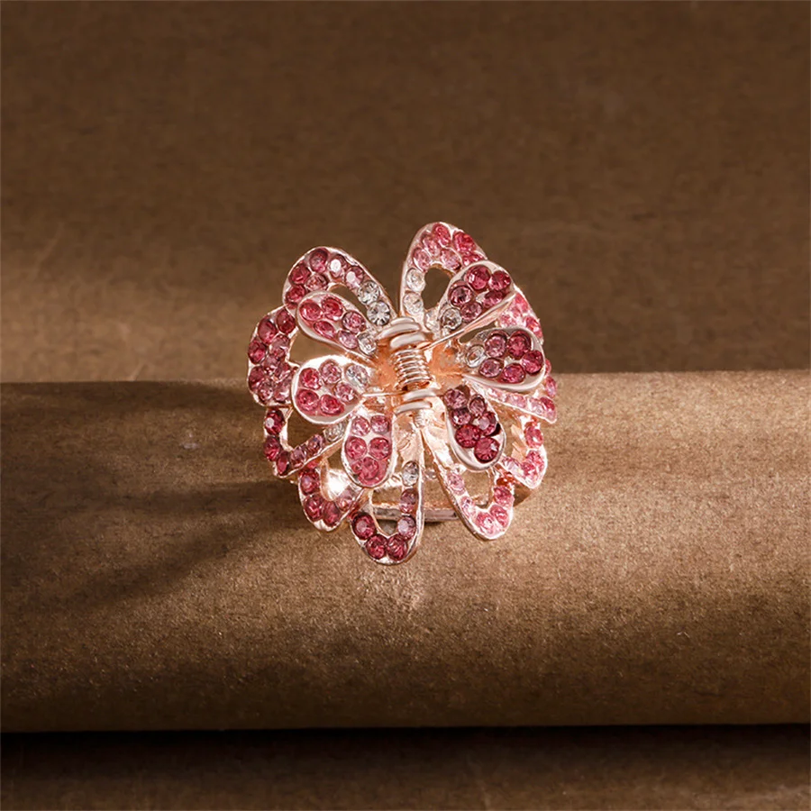 

Children's Mini Metal Butterfly Butterfly Headgear Women's Retro Rhinestone Hairpin Back Head Medium Hairpin Hair Accessories