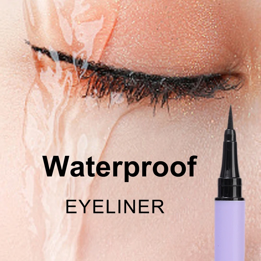 Stylo Eyeliner Noir Lisse et Waterproof à vaccage Rapide, Crayon Eye Liner Liquide Longue Durée, Ultra-fin, Résistant aux Taches, Maquillage Naturel des Yeux