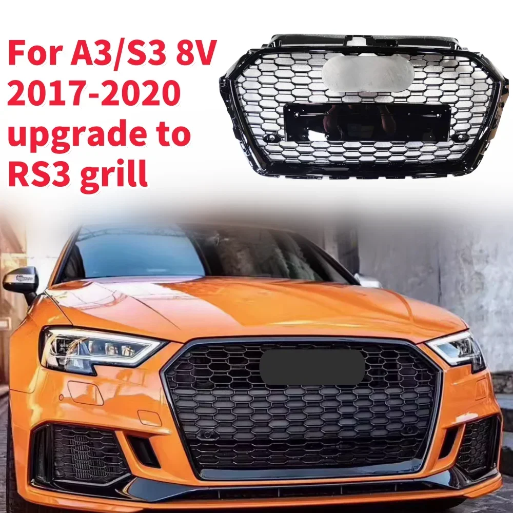 Racing Grills Front Hood Grille Car Front Bumper Grill Center Grille for RS3 Grill for A3/S3 8V 2017-2020