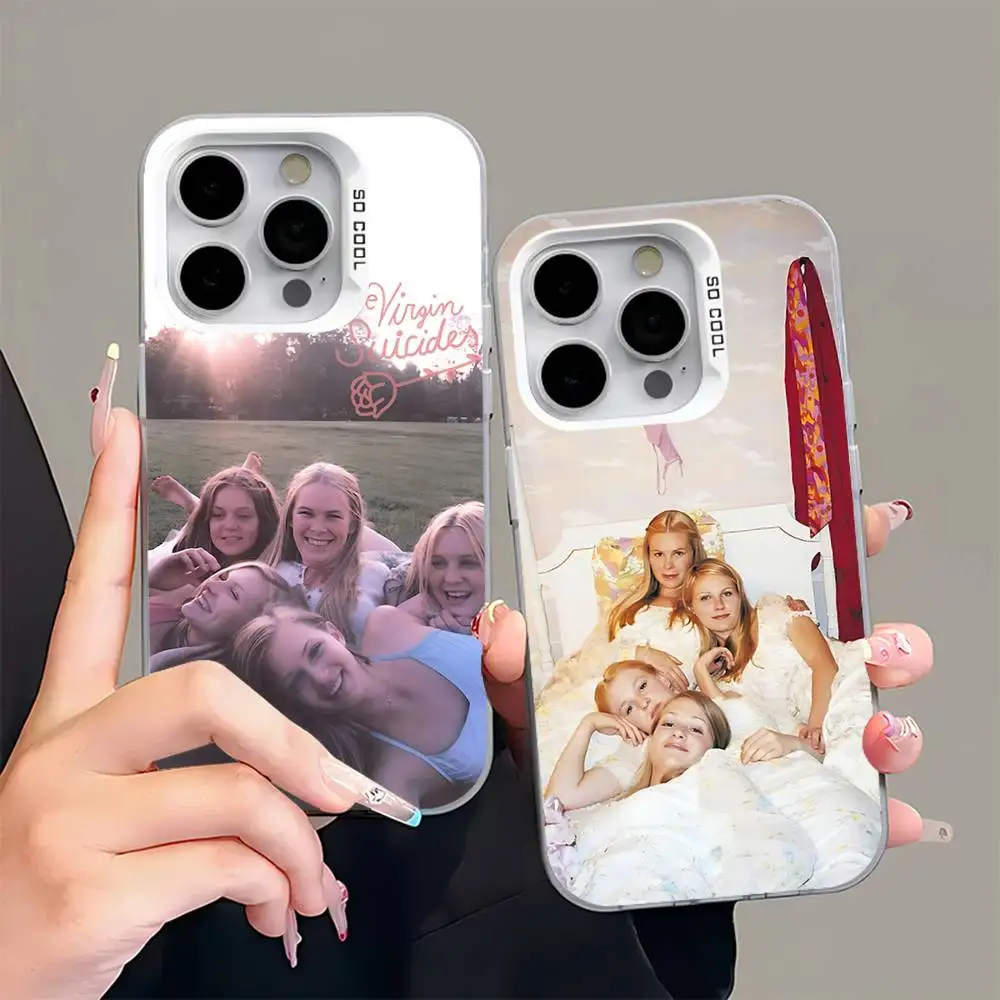 

The V-Virgin S-Suicides Phone Case For iPhone 16,15,14,13,12,11,Pro,Max,Plus,Mini,XS,SE Anti Fall Gray White Matte Hard Bumper