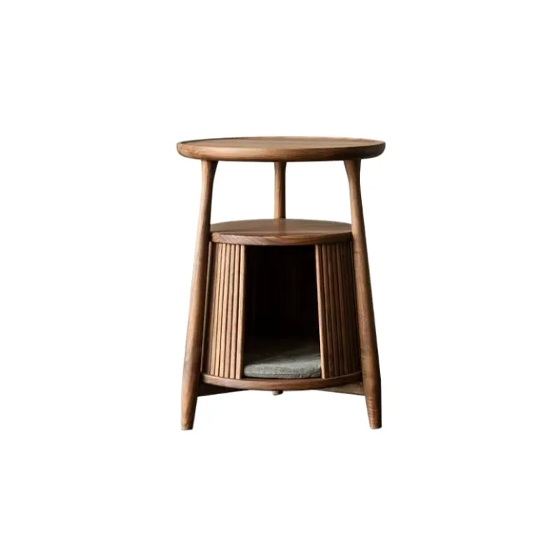 Solid wood small edge few black walnut sofa bedside round cat nest house