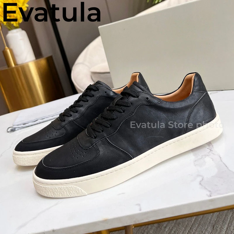 Suede Leather Lace Up Flat Platform Shoes For Men Round Toe Casual Shoes Plus Size Spring Outdoor Comfort Walking Sneakers Male