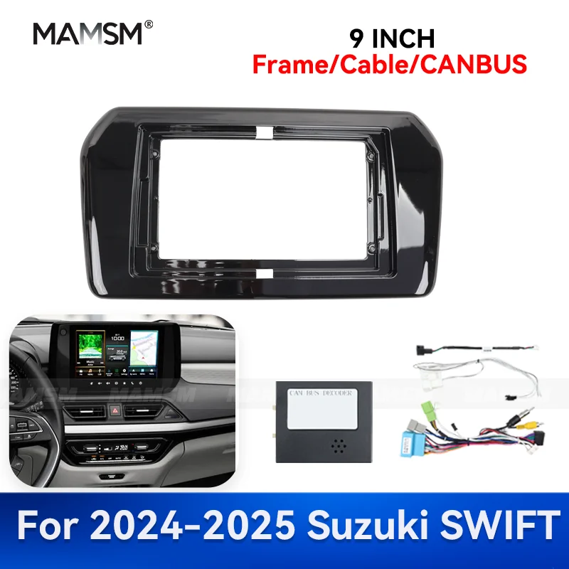 

MAMSM 9-дюймовый для Suzuki SWIFT 2024-2025 Android Auto Мультимедиа GPS MP4 Автомобильный радиоприемник стереорамка Комплект жгутов проводов Canbus