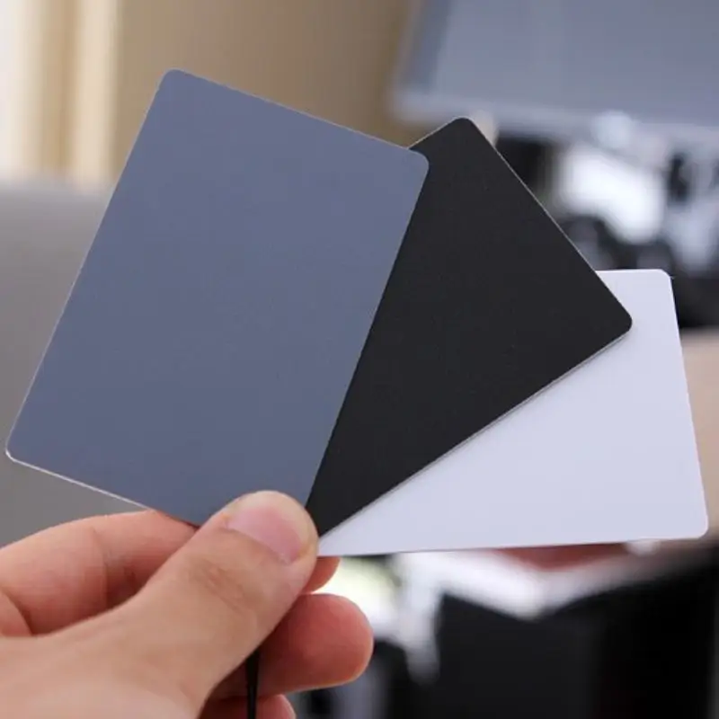 3 In1 Pocket-Size Digital White Black Grey Balance Cards 18% Gray Card With Neck Strap For Digital Photography Exposure Color