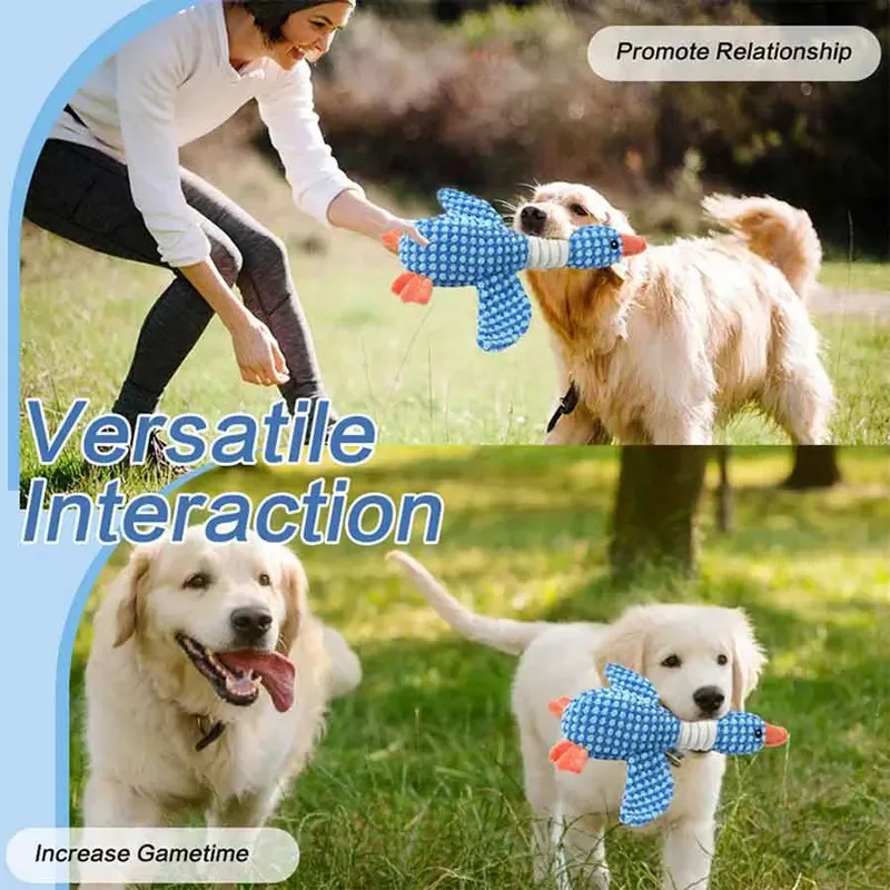 

Cute Plush Dog Chew Toy for Small Medium Large Breed Puppies Interactive Squeaky Animal Wild Goose Teething Dental