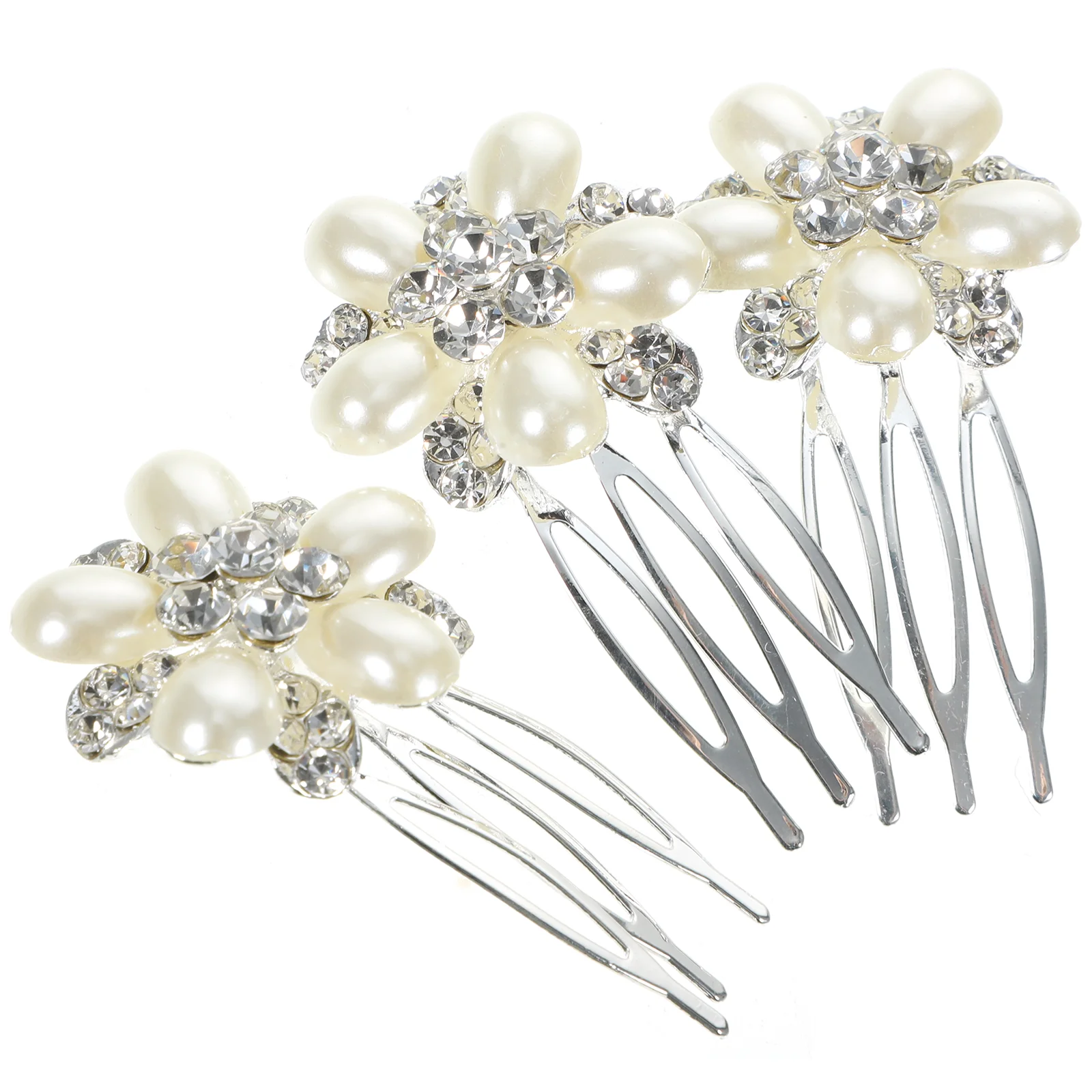 

3 Pcs Pearl Hair Accessories for Women Rhinestone Clip Tiara Prom Korean Rhinestones Bridesmaid