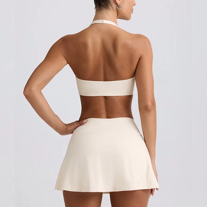 Tennis Sport Bra Top Skirt Set 2 Piece Yoga Golf Wear Badminton Workout Clothes Running Suit Sexy Summer Gym Clothing 2025