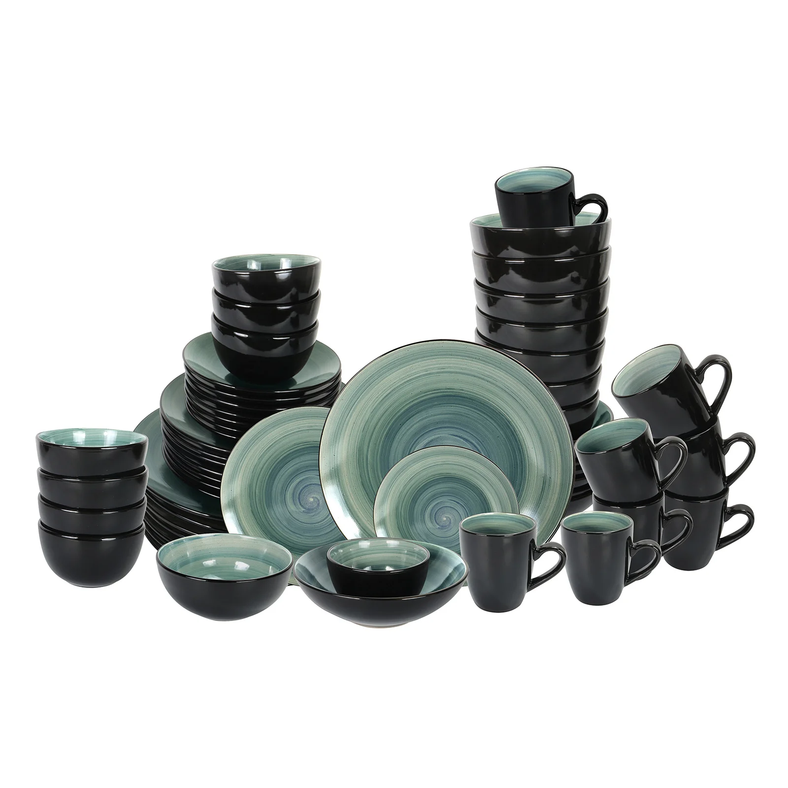 

Home VSS, Stoneware Sonoma 56pc Dinnerware Set, Black + Speckled Spin Wash