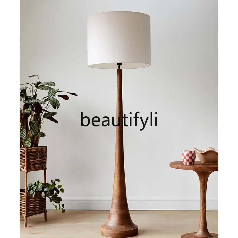 

American retro floor lamp art simple solid wood medieval atmosphere model room living room bedroom study