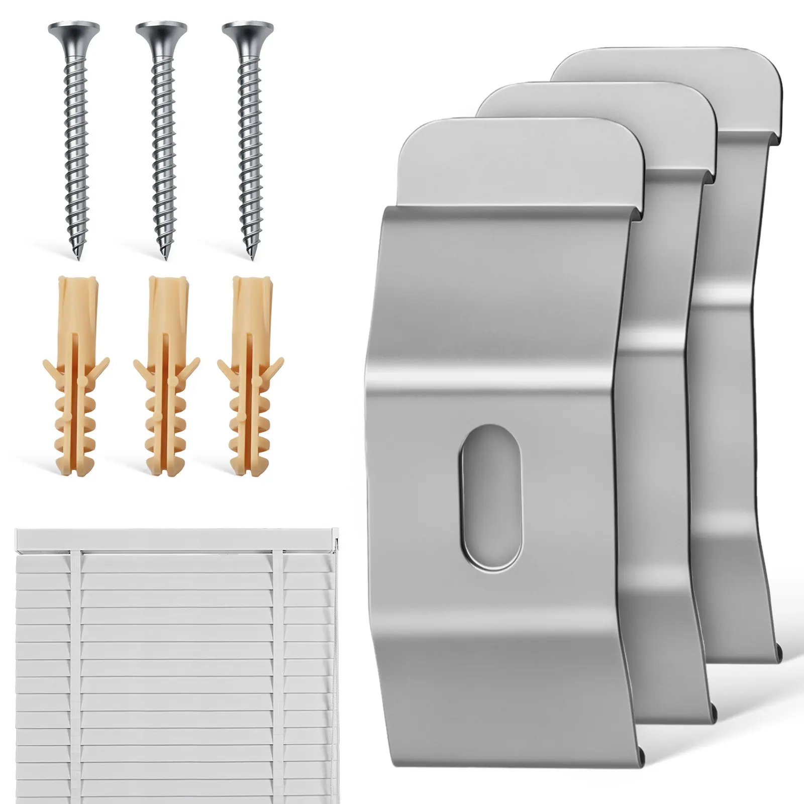 3Pcs Sturdy Metal Curtain Bracket Set for Louver Blinds Easy Install Lightweight Firm Hold Vertical Blind Accessories Home