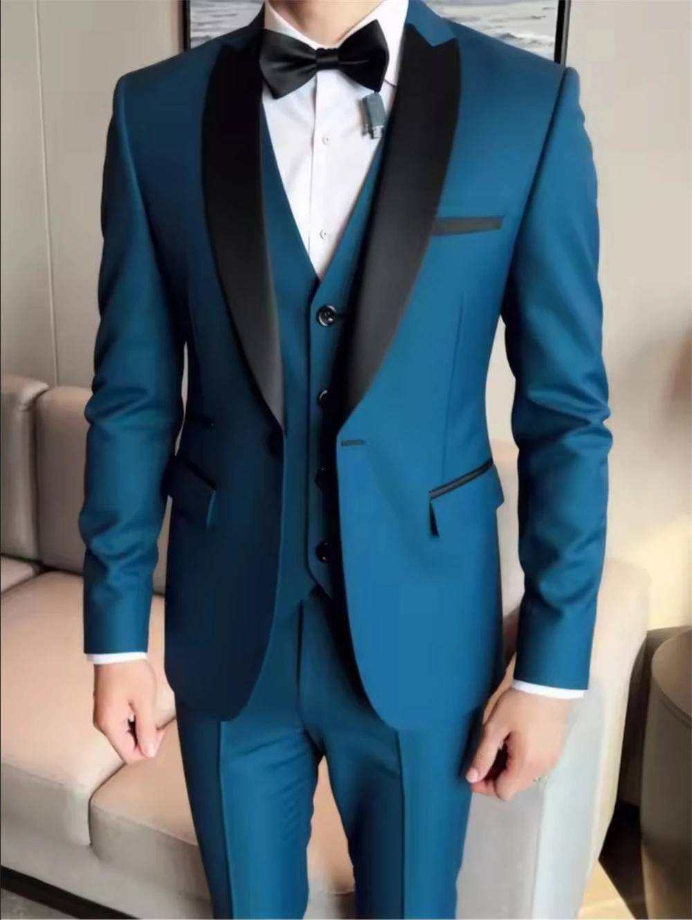 

3 Piece/Set Suit Fashion Men's Casual High Quality Business Slim Groom Wedding Formal Suit (Jacket+Vest+Trousers)