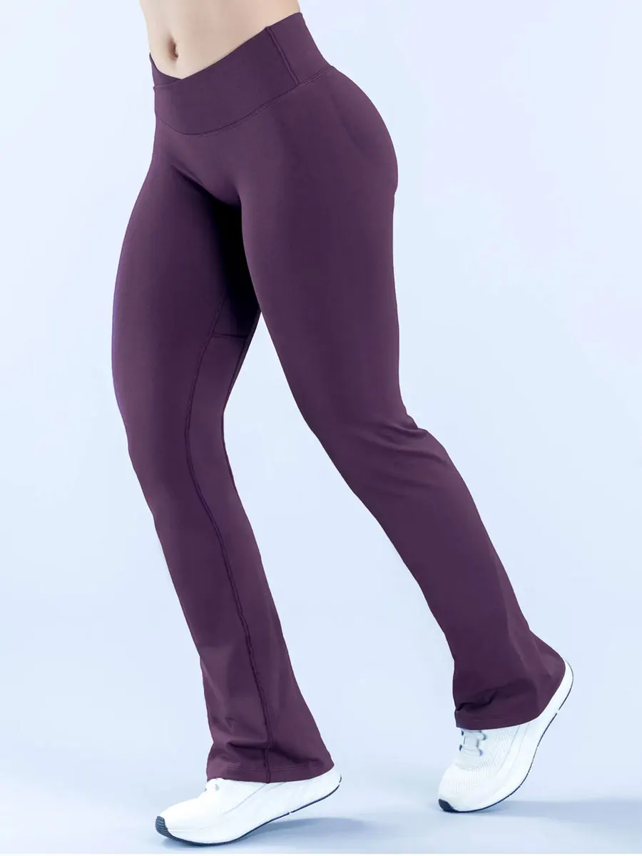 NCLAGEN Vision Flares Damen-Gym-Fashion-Yogahose mit gekreuztem Vorderteil, hoher Taille, nahtlose Sport-Leggings, Fitness-Hose mit weitem Bein