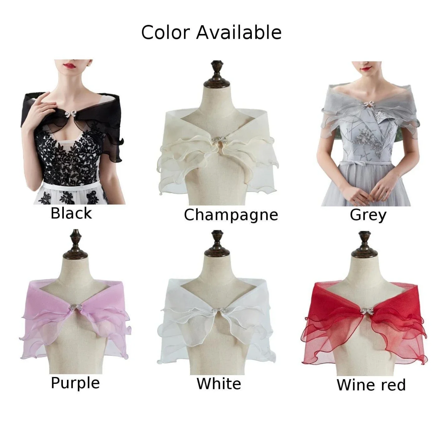 Women Evening Party Shrug Solid Color Shawl Dress Cover Up Shoulder Cape Wedding