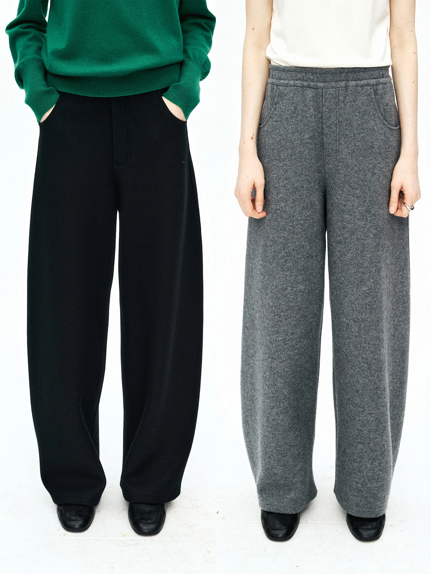 

MRS Studios Thiened Knitted Woolen Casual Pants Polar Knife ape Comfortable Warm Ladies' Faion l Waist Elastic