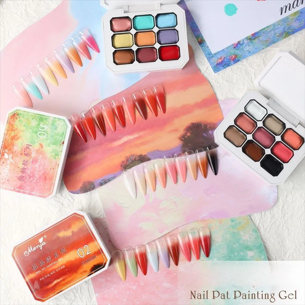 

Mini 4IN1 Pat Ombre Gel Nail Polish 9-color French Nail Manicure Easy Gradient Painting Gel Varnishes Solid Paint Art Gel Gift