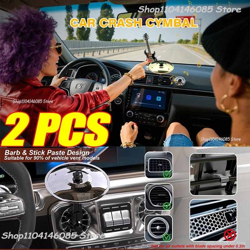 Car Drum Cymbals Air Vent Clip Auto Musical Instrument  Air Outlet Ornament Automotive Interior Decoration Car Accessories