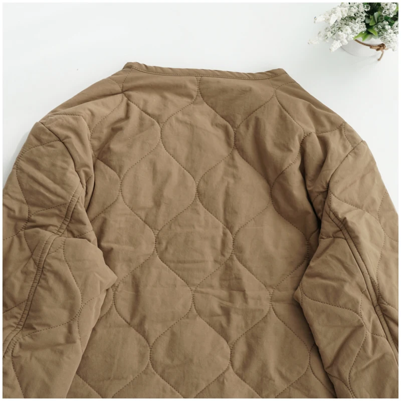 Lightweight Long Sleeved Padded Jacket for Men Women Loose Casual Japanese Retro Single Breasted Clip on Cotton Short Parkas