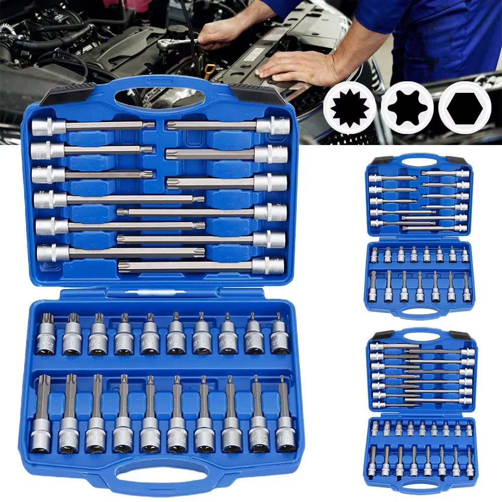 Jeu de douilles à percussion 1/2 ", 26/30/32 pièces, Kit d'embouts de tournevis profonds, outil manuel, jeu de douilles, outil de réparation automobile avec boîte de rangement