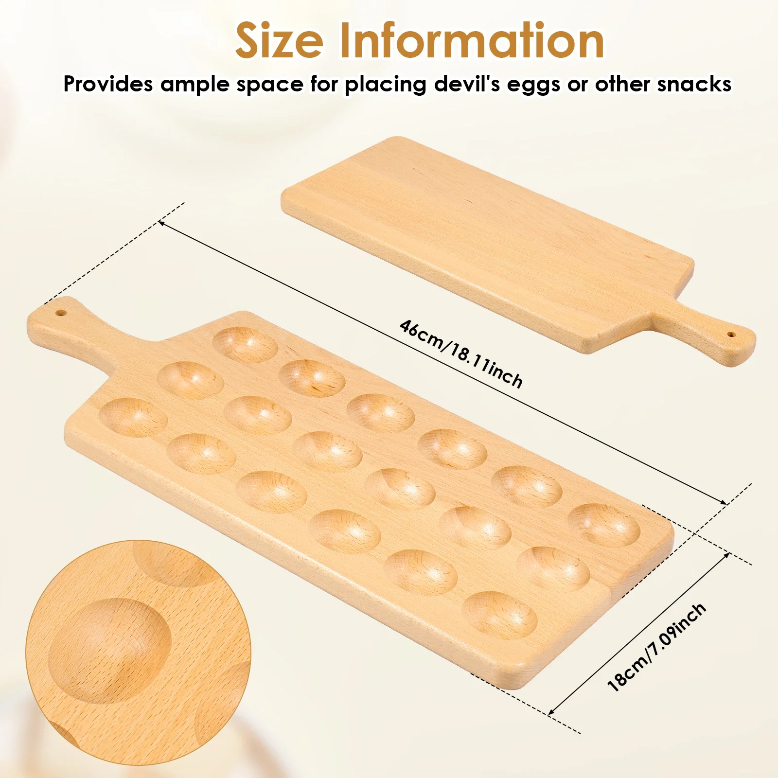 18/24 Grids Reversible Wood Deviled Egg Platter Durable Egg Holder Cutting and Charcuterie Board for Home Kitchen Refrigerator