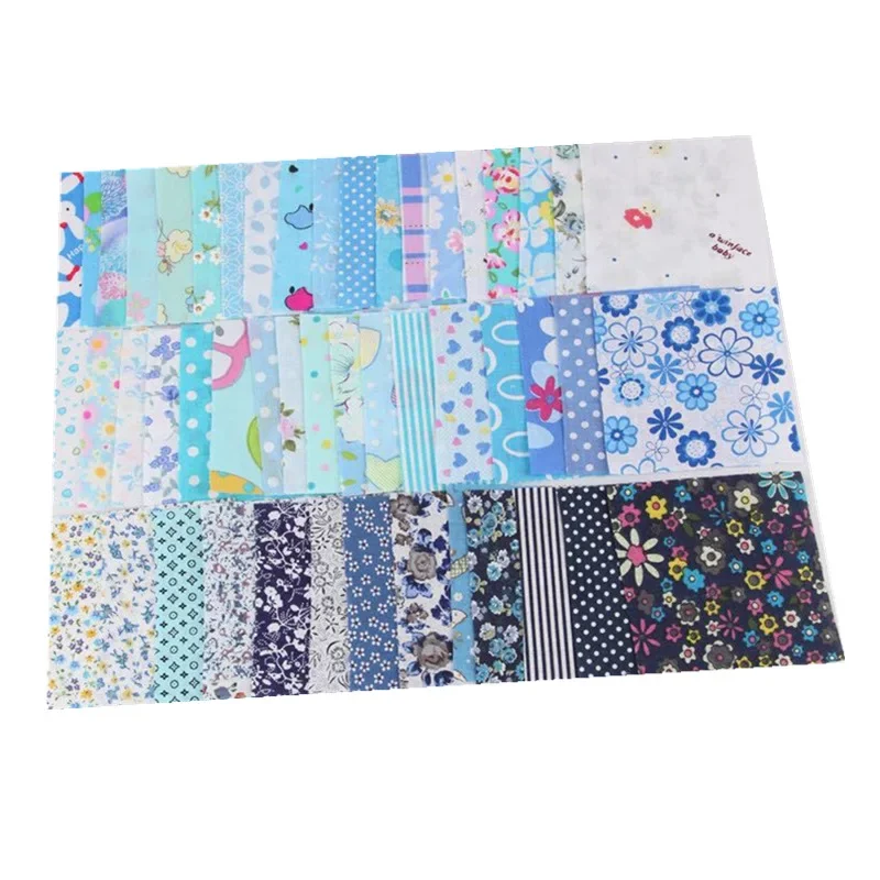 50pcs DIY Floral Fabric Floral Printed Cotton Cloth Sewing Quilting Fabric for Patchwork Needlework Handmade Material 10*10cm