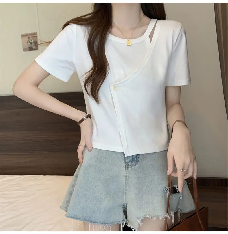 

Summer Fashion New Women's Round Neck Casual T-shirt Loose Short Top