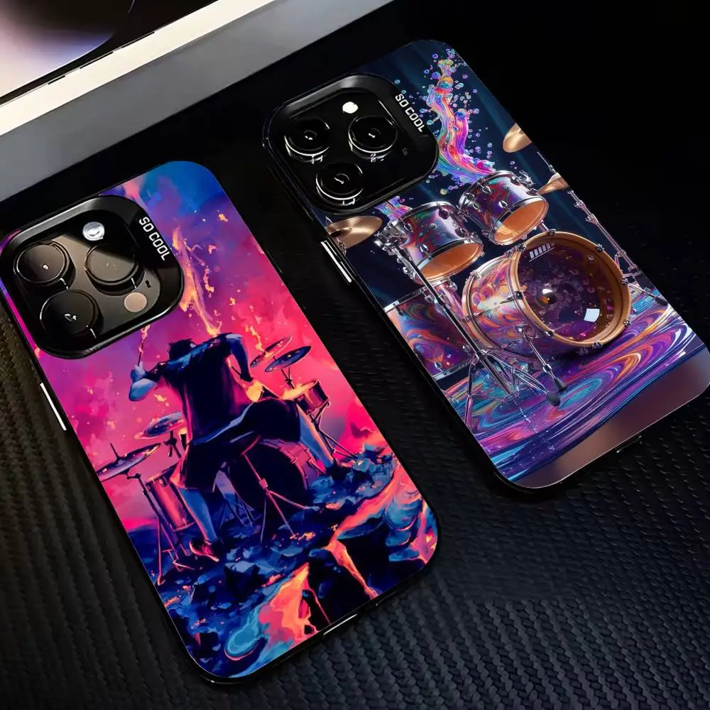 

Чехол для телефона Eclectic Drum & Percussion Art Series для iPhone 16,15,14,13,12,11, Pro,MAX, белый матовый противоударный чехол