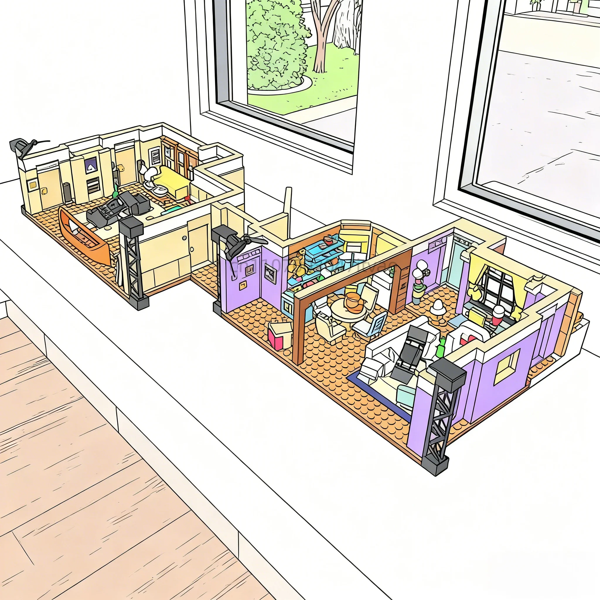 

2048 шт., наборы строительных блоков для сцен из фильма «Квартира», серия игрушек, высоковосстановленная коллекция классических сцен из фильмов, рождественские подарки