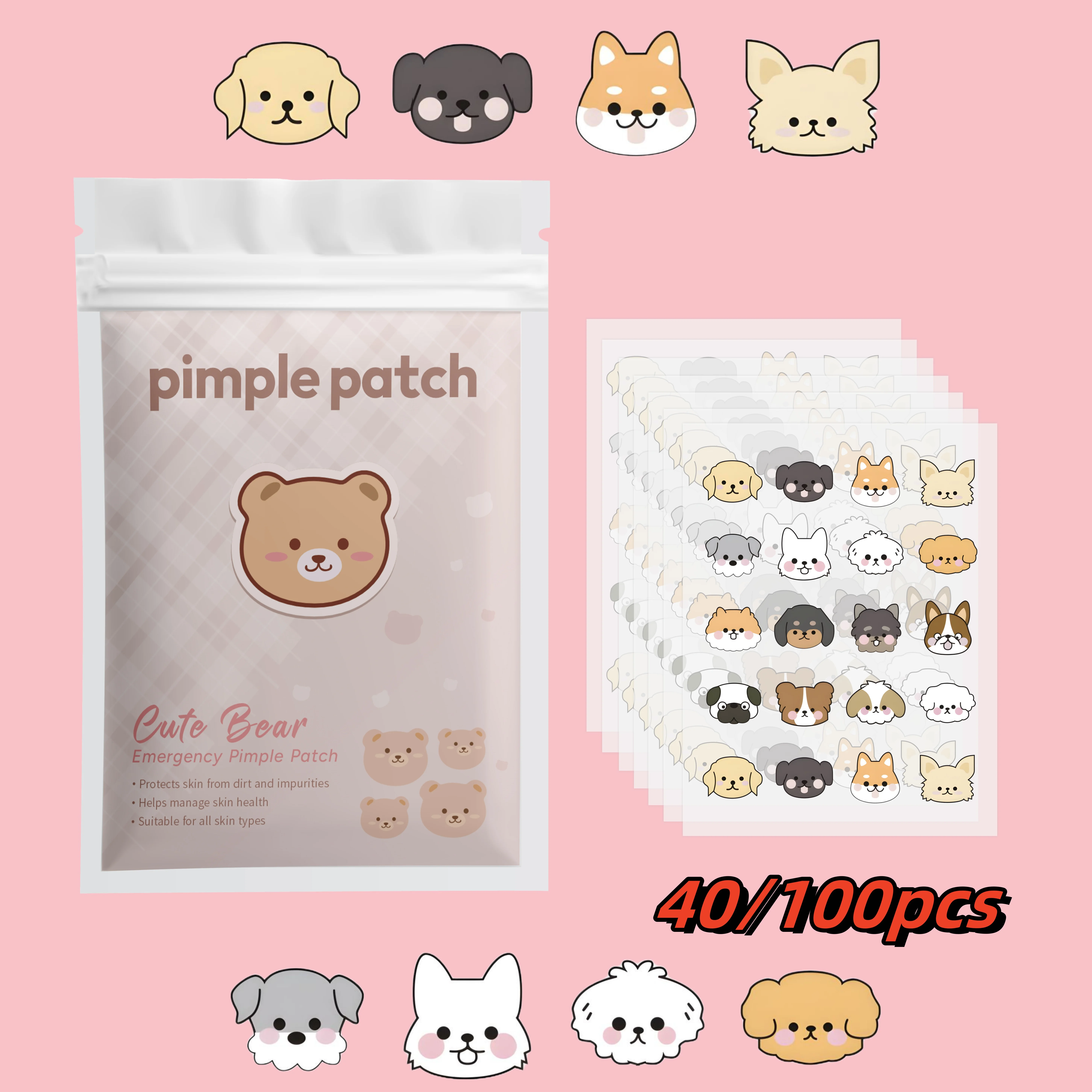 40/100pcs Cartoon acne patch, cute cat-shaped facial concealer acne patch, safe, non-toxic, gentle and non-irritating