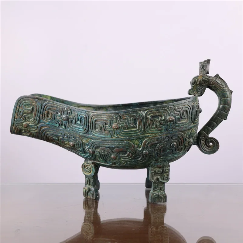 Antique Bronze Ware Shang Dynasty Hou Bamboo Bowl Decoration Film Props Ornament Museum Specialty Collection