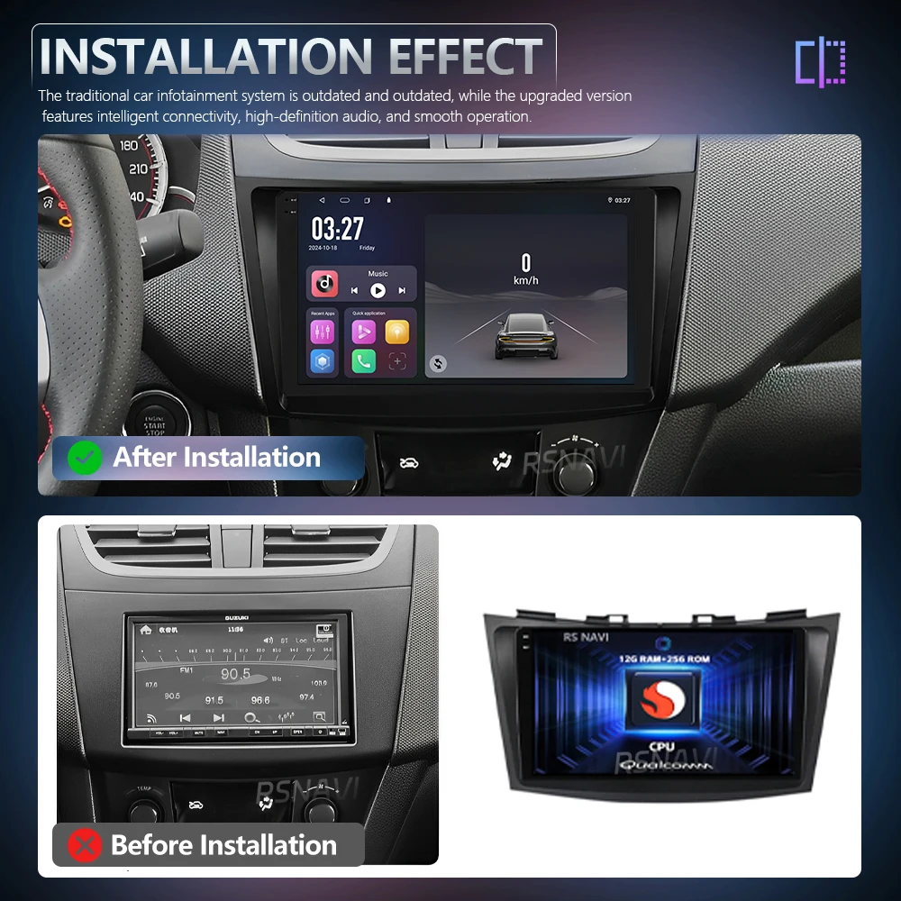 Qualcomm Android 16 For Suzuki Swift 4 2011 - 2017 Carplay Auto 2K Screen Car Radio Multimedia 24-hour shipping BT Plug and Play