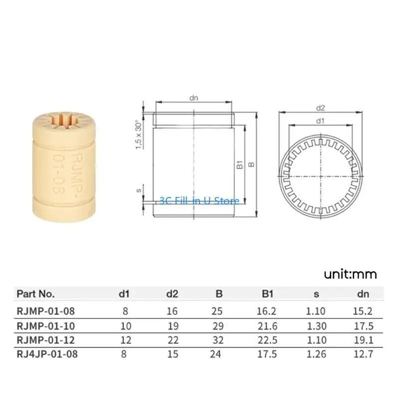 G8TA RJMP-01 RJ4JP-01-08 플라스틱 선형 베어링 DIY 프린터 수리 액세서리 부품